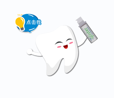 Cartoon tooth using refresher spray
