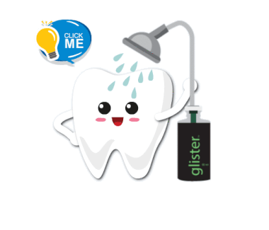 Cartoon tooth rinsing with mouthwash
